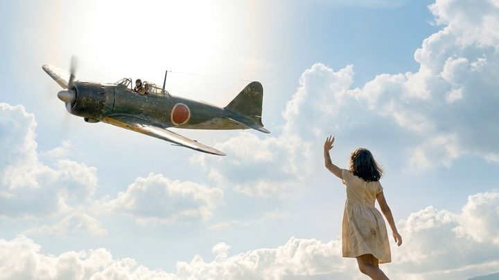 Reconstructed still. A Japanese fighter pilot waves on December 7, 1941.
